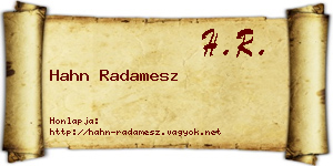 Hahn Radamesz névjegykártya